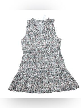 NWT Gap Zen split neck tiered ditsy floral sleeveless mini dress XL